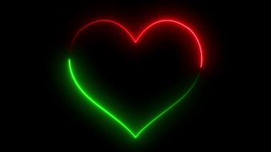 Siyah arka planda parlayan neon bir kalp. 