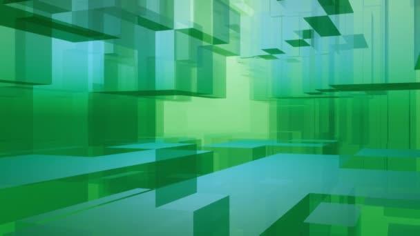 Vibrant Futuristic Background Cyberspace Data Blocks Corridor Translucent Abstract Simplistic — Stock Video