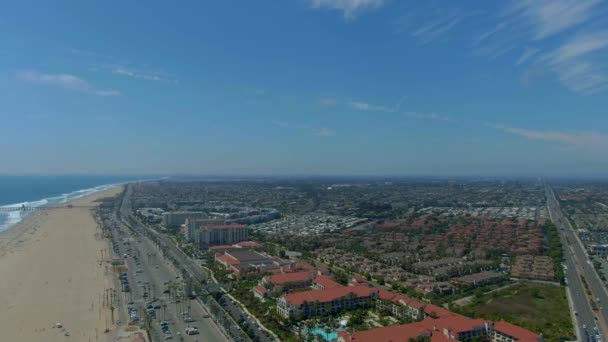 Aerial View Huntington Beach Seaside City Orange County Southern California — Video Stock