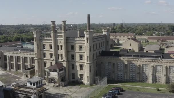 Aerial View Joliet Correctional Center Sunny Morning — Wideo stockowe