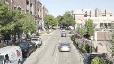 Naperville Illinois 'in küçük bir kasabadaki rastgele sokaklarının insansız hava aracı görüntüsü.