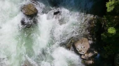 An aerial slow motion of the Glazne river in the wild nature in Bulgaria.
