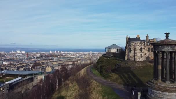 Okouzlující Výhled Edinburgh Carlton Hill Skotsko — Stock video