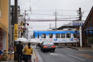 A Tramway near Takamatsu Ritsurin garden crossing the street