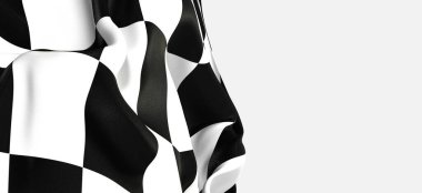 Beyaz arkaplandaki bitiş bayrağının yakın plan çekimi