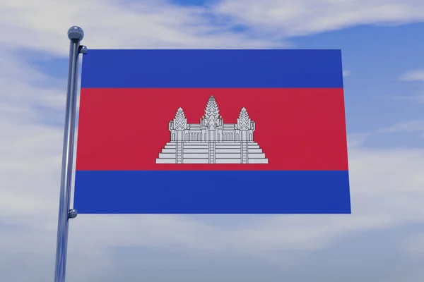 Una Ilustración Bandera Camboya Con Fondo Azul Del Cielo —  Fotos de Stock