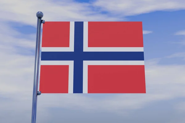 Uma Ilustração Bandeira Svalbard Jan Mayen Com Pólo Bandeira Cromada — Fotografia de Stock