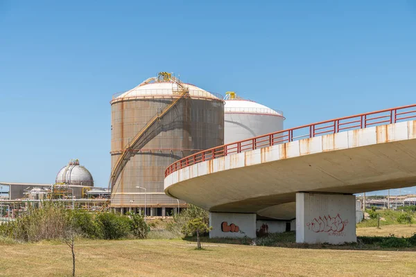 Vista Sobre Las Instalaciones Terminal Petroquímica Del Puerto Sines Portugal — Foto de Stock