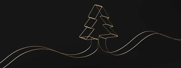 在黑色背景上的圣诞树的3D渲染 — 图库照片
