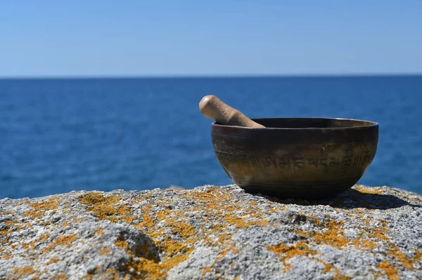 Bol Tibétain Dans Environnement Naturel Traduire Français Transformer Votre Corps — Photo