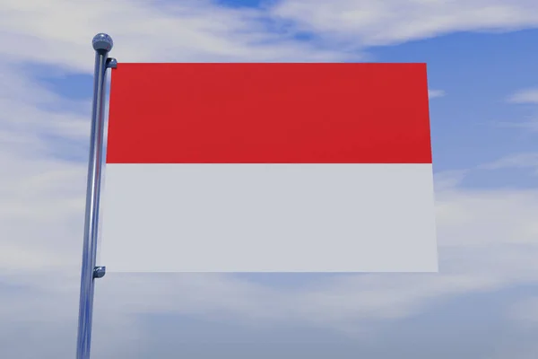 Una Ilustración Bandera Indonesia Con Asta Bandera Cromo Con Ganchos —  Fotos de Stock