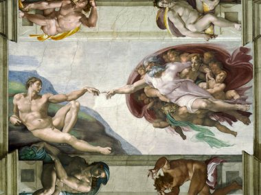 Michelangelo 'nun Sistine Şapeli' nde yaptığı Adem 'in bir resmi.