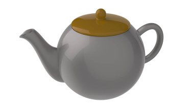 çay içmek için seramik beyaz çaydanlık çizim 3D