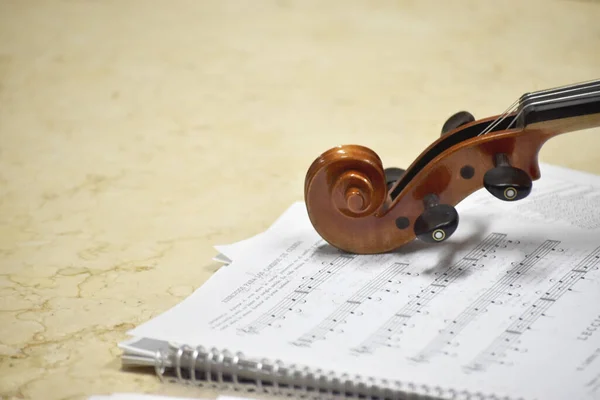 Violino Partitura Mesa — Fotografia de Stock