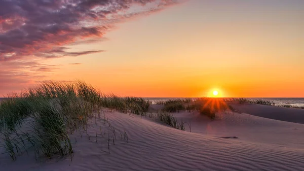 Sonnenuntergang Der Neordsee Mit Duenen — Stock Photo, Image