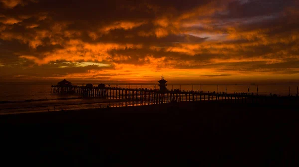 Beautiful View Huntington Beach Pier Sunset California Usa — Fotografia de Stock