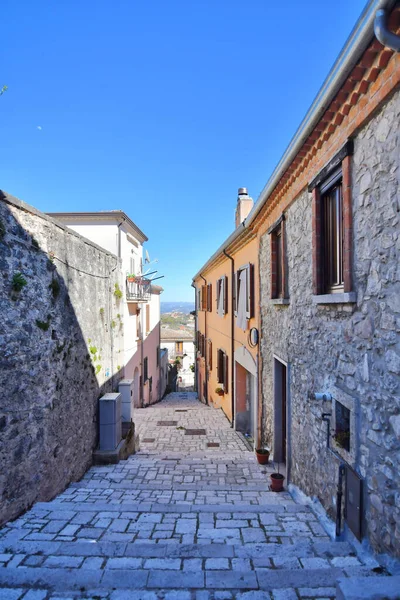 Narrow Brick Street Houses Blue Sky Small Village Nusco Italy — 스톡 사진