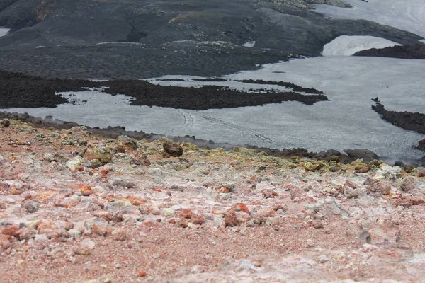 Dramatic and surreal landscape with lava and glaciers,Fimmvorduhals, Iceland