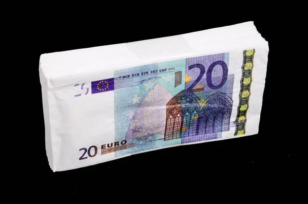 Euro Pile Banknotes Copia Sobre Fundo Preto — Fotografia de Stock
