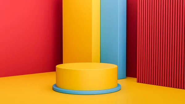 Uma Renderização Modernos Pódios Cilindros Coloridos — Fotografia de Stock
