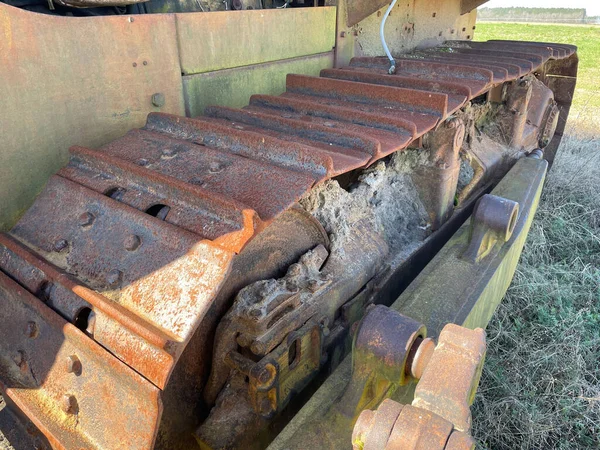 Burke County Usa Velha Base Roda Trator Enferrujado Abandonada — Fotografia de Stock