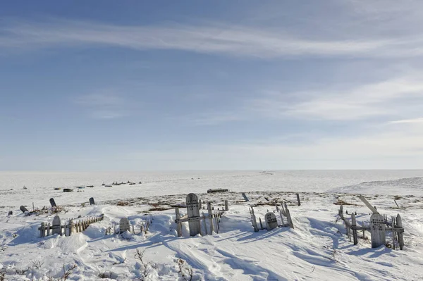 Old Grave Yard Overlooking Shingle Point Canada Yukon Territory Beaufort — Stockfoto