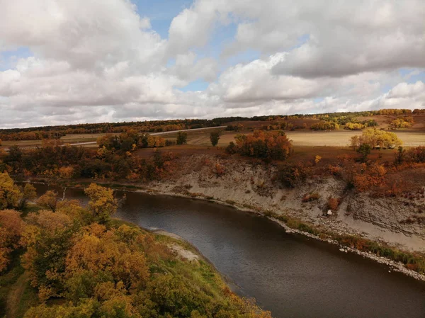 Long Stone Bridge River Autumn Forest — Stock Photo, Image