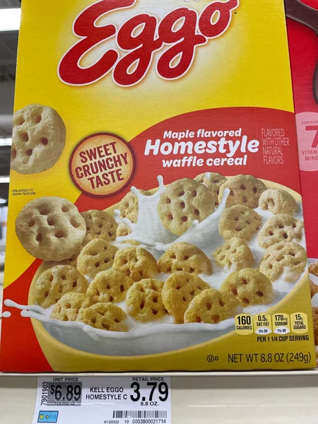 Grovetown Usa Einzelhandelsgeschäft Eggo Cereal Und Preisschild — Stockfoto