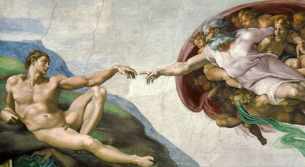 Картина создания Адама Микеланджело в Сикстинской капелле