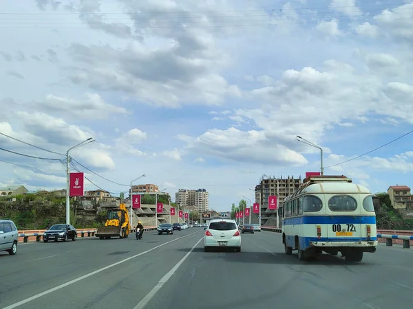 Closeup Shot Old Soviet Times Bus Streets Yerevan Armenia — Zdjęcie stockowe