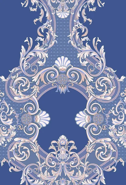 Padrão Vintage Sem Costura Design Ornamento Colorido Fundo Azul — Fotografia de Stock