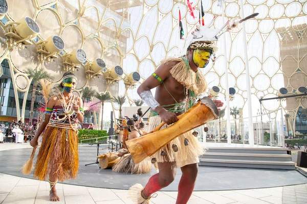 Papua Nya Guinea Island Första Nation Dansare Expo2020 Dans Traditionella — Stockfoto