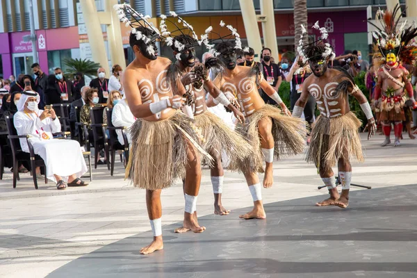 Papua New Guinea Island First Nation Dancers Expo2020 Dancing Traditional — Stock Photo, Image