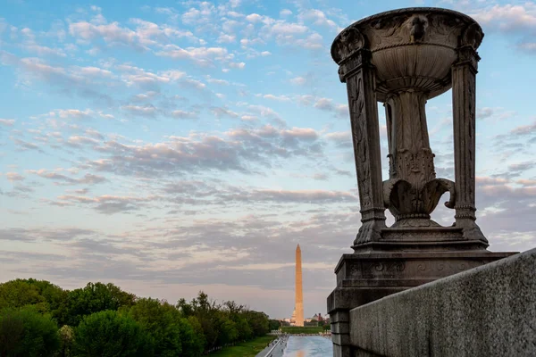 Piękny Widok Pomniki National Mall Zachodzie Słońca — Zdjęcie stockowe