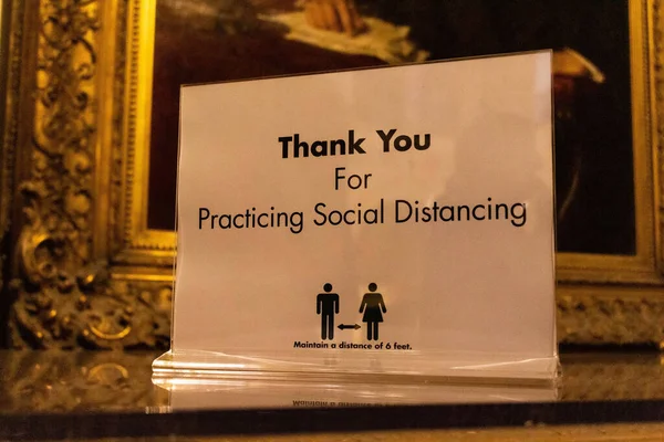 Sign Text Thank You Practicing Social Distancing — Fotografia de Stock