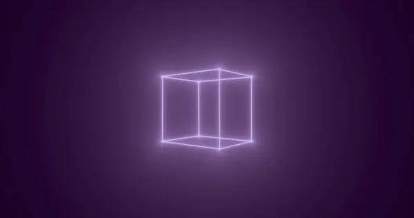 Render Design Neon Square Purple Background — Stockfoto