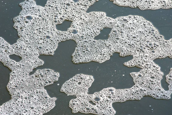 Close Foam Surface Polluted Water Toxi — Fotografia de Stock