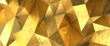 Arkaplan olarak kullanılan güzel bir geometrik 3d şekilli altın renk dokusu