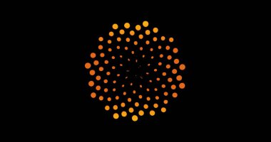 Siyah arka plandaki sarı noktaların sanatsal koleksiyonunun soyut bir tasarımı.