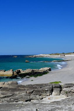 Mavi gökyüzü ve yeşil okyanus