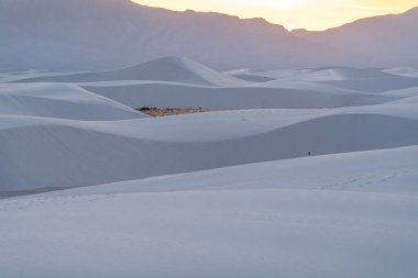 Karla kaplı bir kum tepesi.