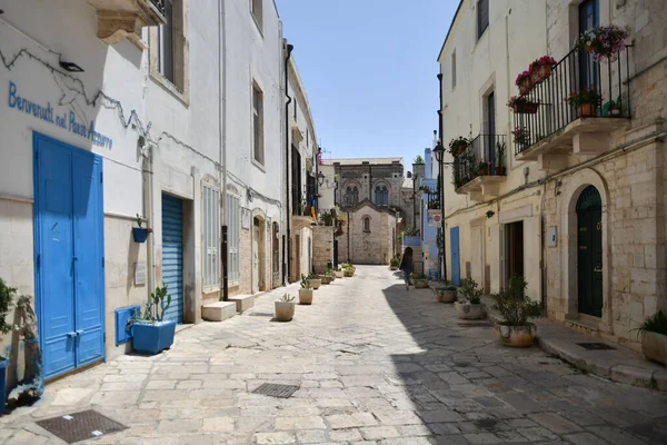 Eine Kleine Straße Casamassima Einem Dorf Mit Blauen Häusern Der — Stockfoto