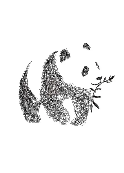 Vertical Black White Drawing Panda — Stock Photo, Image