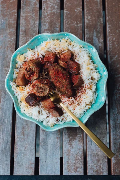 Kibbe Summaqiyeh Kibbeh Sumach Brühe Mittelöstliches Frikadellen Rezept Aus Aleppo — Stockfoto