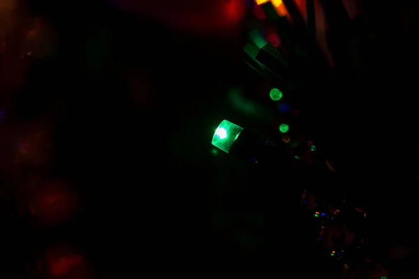 Soft Focus Green Bulb Christmas String Light Tree — 스톡 사진