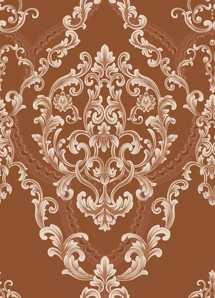 Vertical Seamless Oriental Ornament Pattern Brown Background — Stockfoto