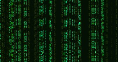 Matrix dijital arkaplanının rastgele düşen sayı karakterlerinin bir çizimi