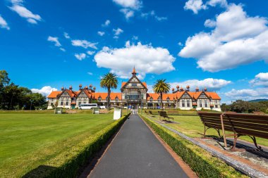 A beautiful view of a luxury bathhouse in Rotorua, former a spa now a regional museum, New Zealand