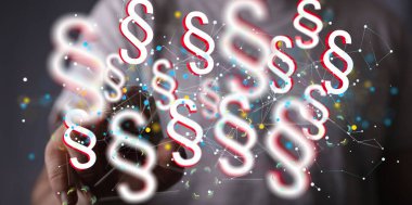 Bir elin yakınındaki illüstrasyonlu Yasaları Koruma Sembolleri 'nin yakın çekimi