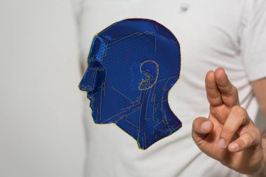 Bir insanın boynu ve kafasının holografik bir şekilde manipüle edilişinin 3 boyutlu görüntüsü.